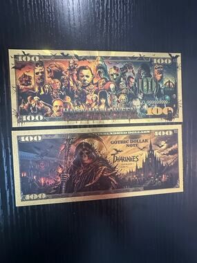 Halloween Horror Grim Reaper 2 Piece Gold Foil Novelty Note Set Collectible